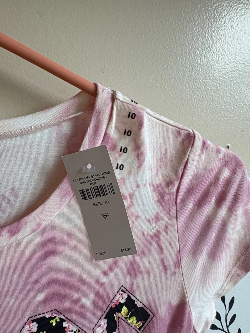 Justice Pink Tie-Dye AC/DC Floral Logo Short-Sleeve Tee